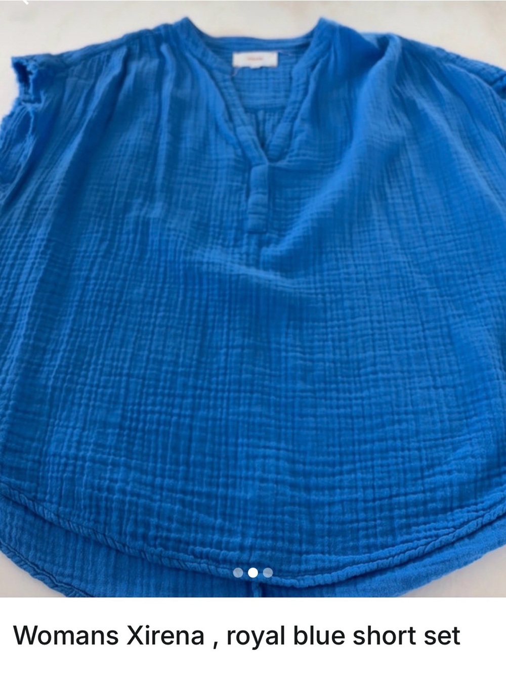 XiRENA Royal Blue Cotton Gauze Tunic Top